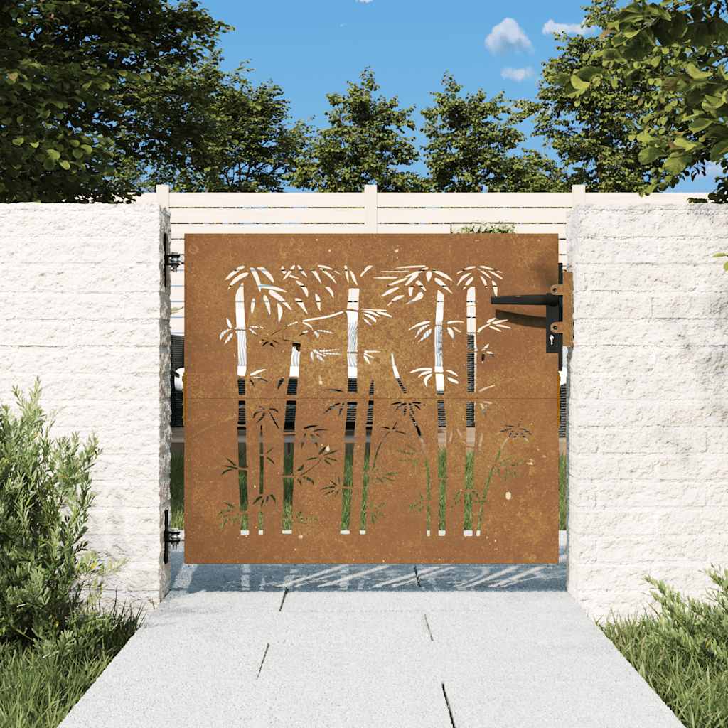 Garden Gate 85x75 cm Corten Steel Bamboo Design