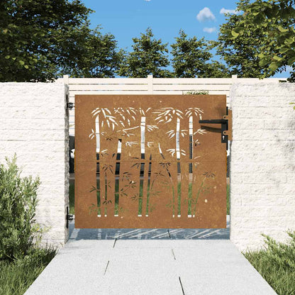 Garden Gate 85x75 cm Corten Steel Bamboo Design