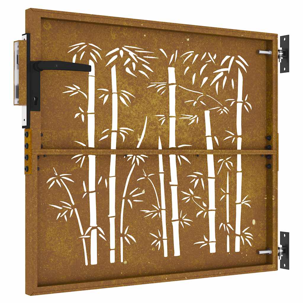 Garden Gate 85x100 cm Corten Steel Bamboo Design