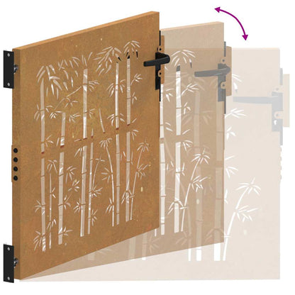 Garden Gate 85x100 cm Corten Steel Bamboo Design