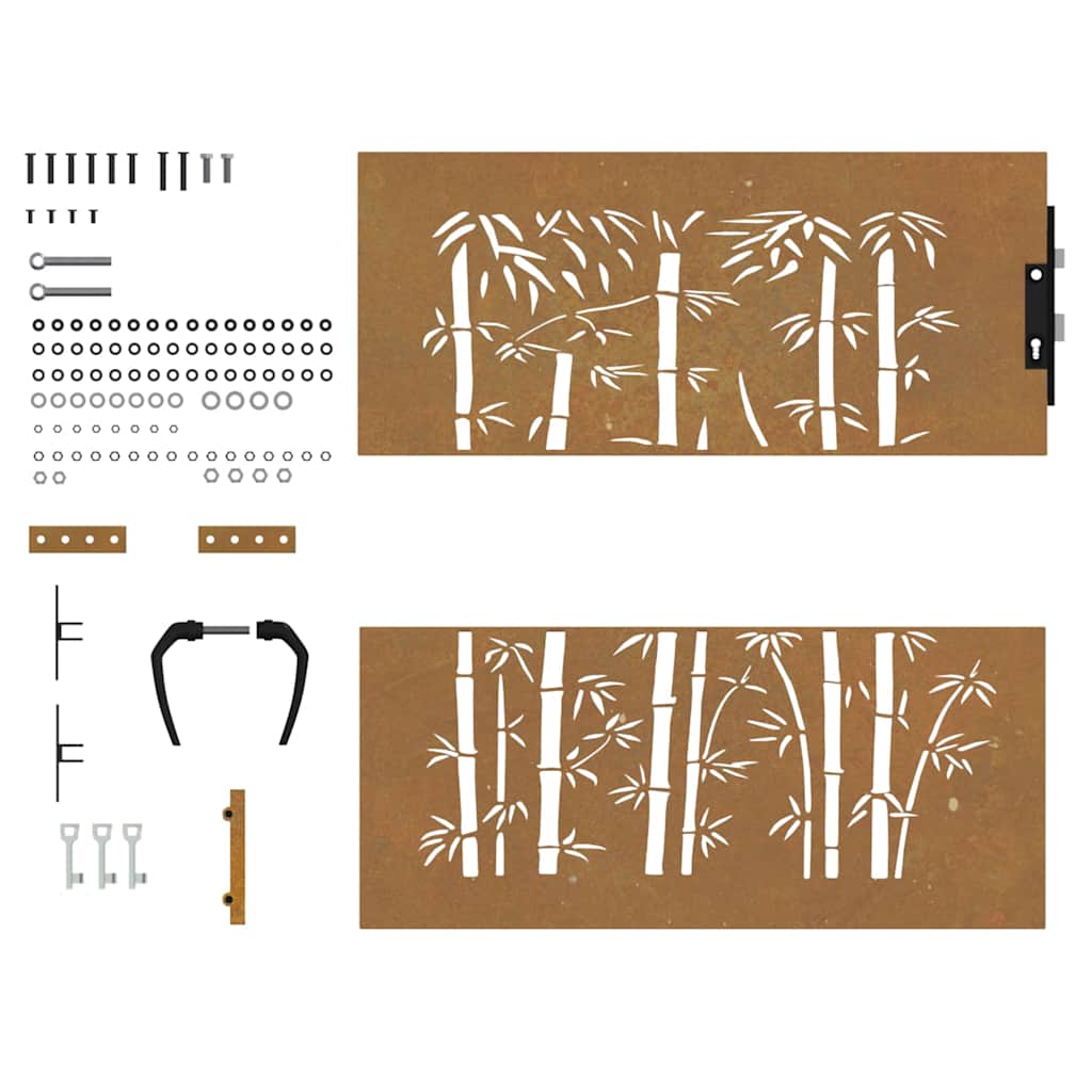 Garden Gate 85x100 cm Corten Steel Bamboo Design