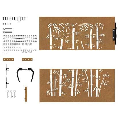 Garden Gate 85x100 cm Corten Steel Bamboo Design