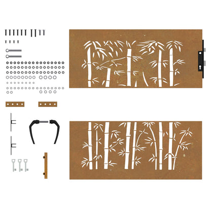 Garden Gate 85x100 cm Corten Steel Bamboo Design