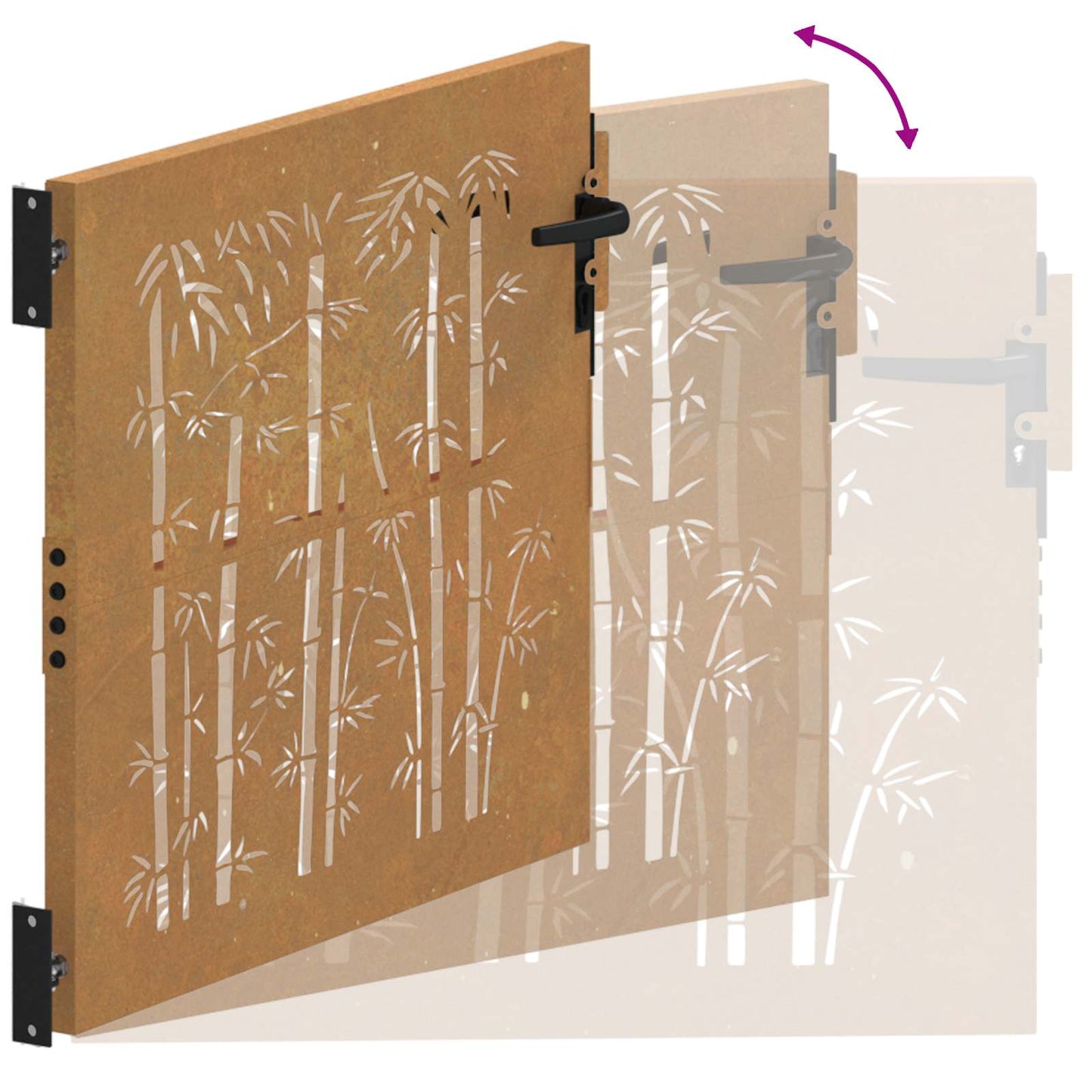 Garden Gate 85x100 cm Corten Steel Bamboo Design