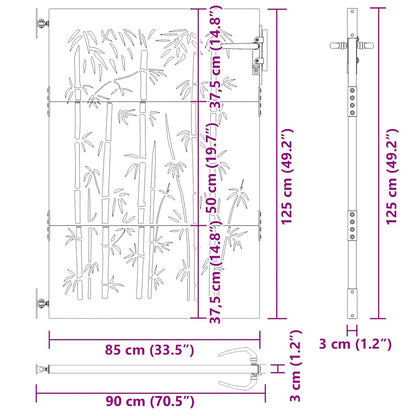 Garden Gate 85x125 cm Corten Steel Bamboo Design