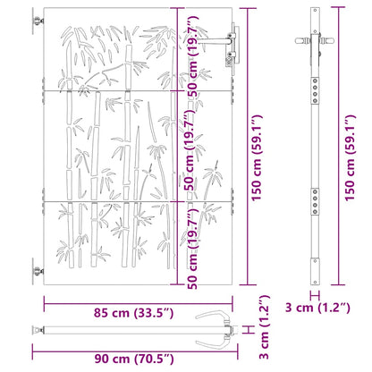 Garden Gate 85x150 cm Corten Steel Bamboo Design