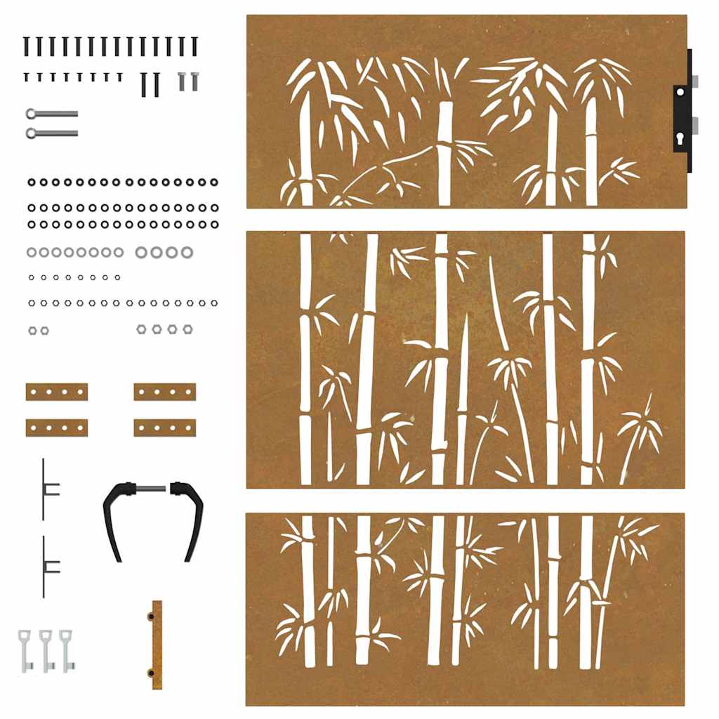 Garden Gate 85x150 cm Corten Steel Bamboo Design