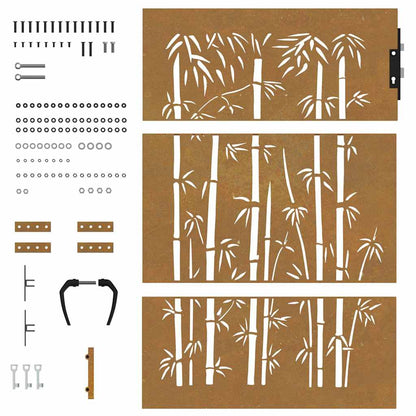 Garden Gate 85x150 cm Corten Steel Bamboo Design
