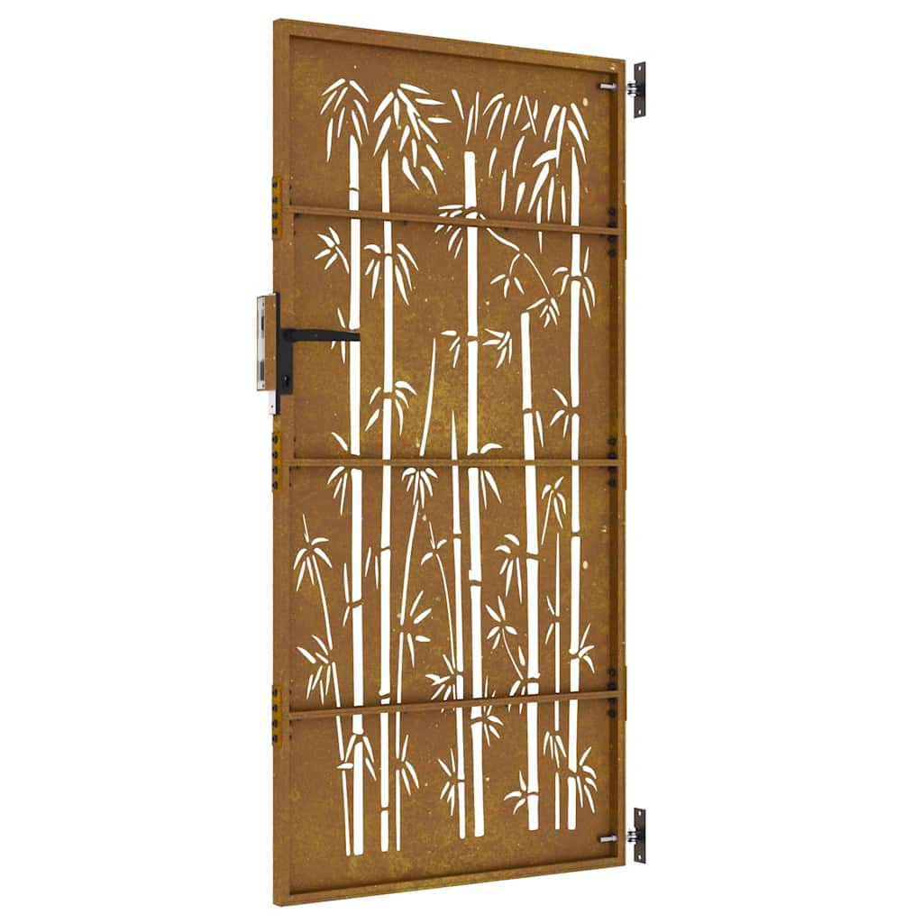 Garden Gate 85x200 cm Corten Steel Bamboo Design