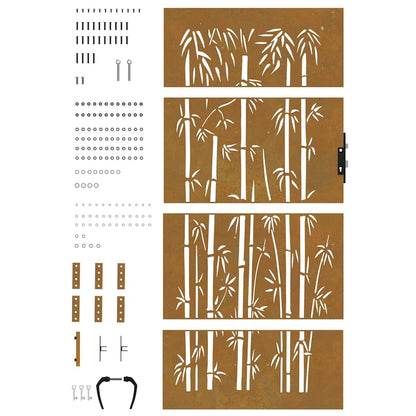 Garden Gate 85x200 cm Corten Steel Bamboo Design