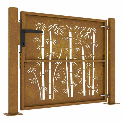 Garden Gate 100x75 cm Corten Steel Bamboo Design