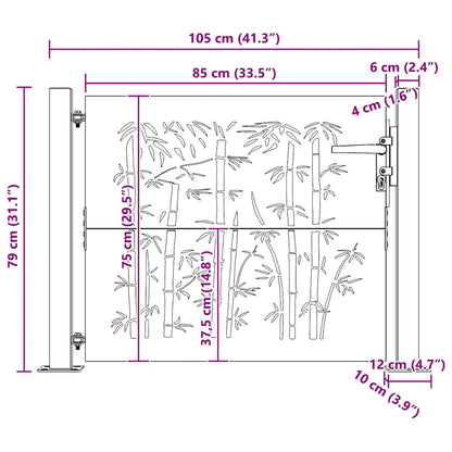 Garden Gate 100x75 cm Corten Steel Bamboo Design