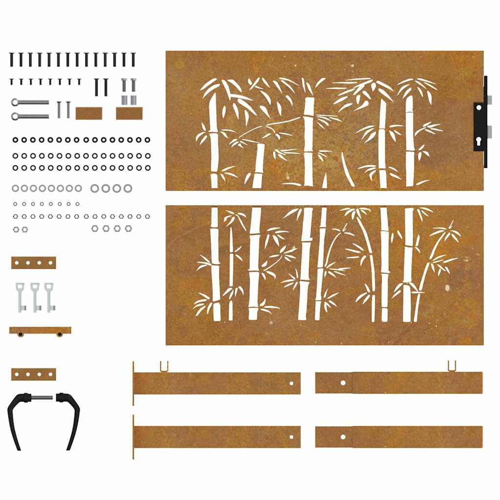 Garden Gate 100x100 cm Corten Steel Bamboo Design