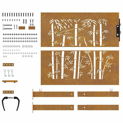 Garden Gate 100x100 cm Corten Steel Bamboo Design