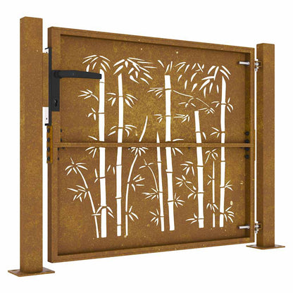 Garden Gate 100x100 cm Corten Steel Bamboo Design