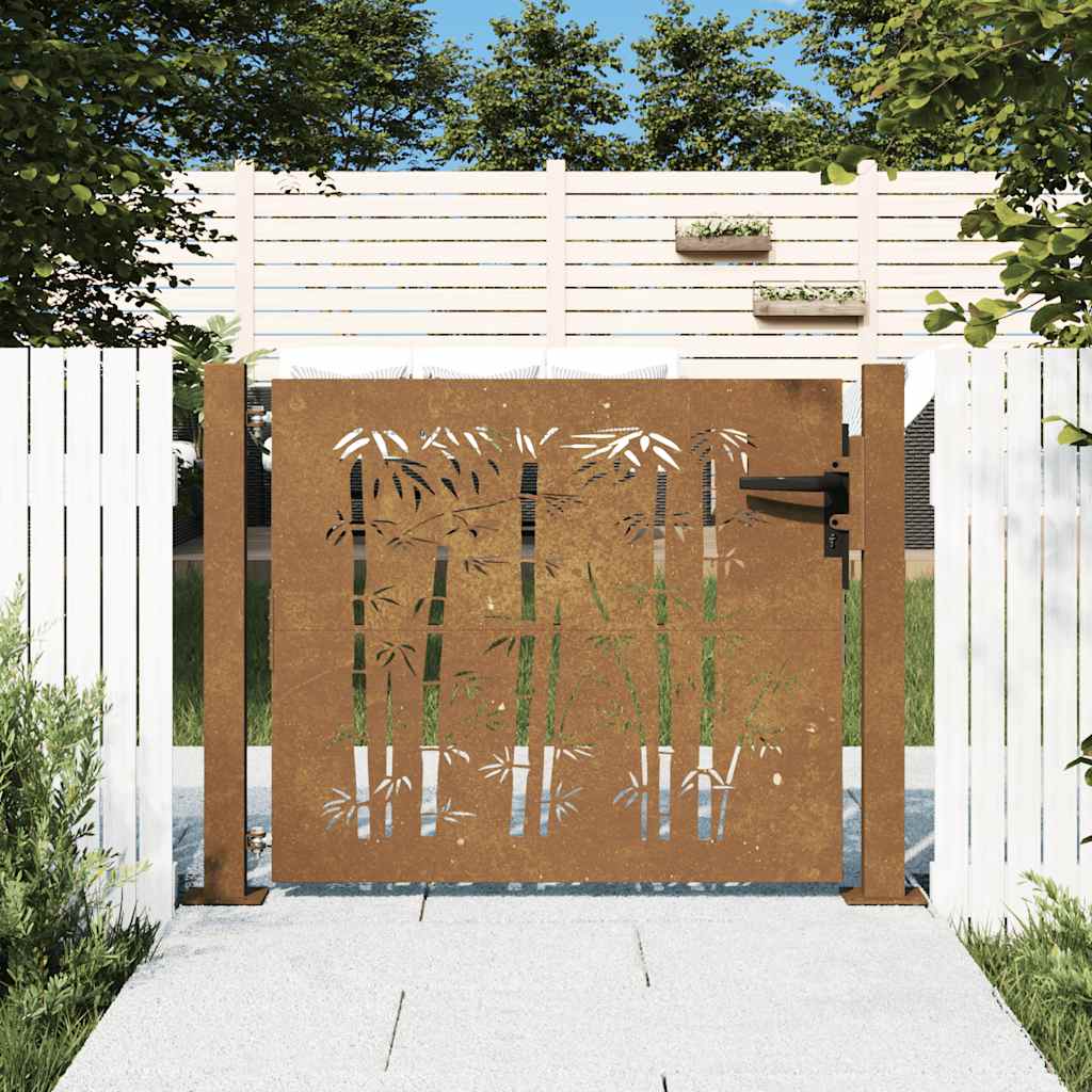 Garden Gate 100x100 cm Corten Steel Bamboo Design