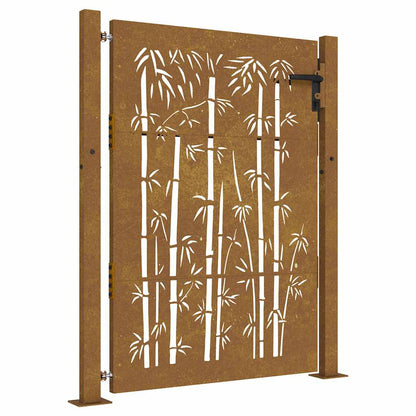 Garden Gate 100x125 cm Corten Steel Bamboo Design