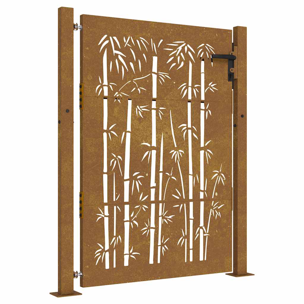 Garden Gate 100x125 cm Corten Steel Bamboo Design