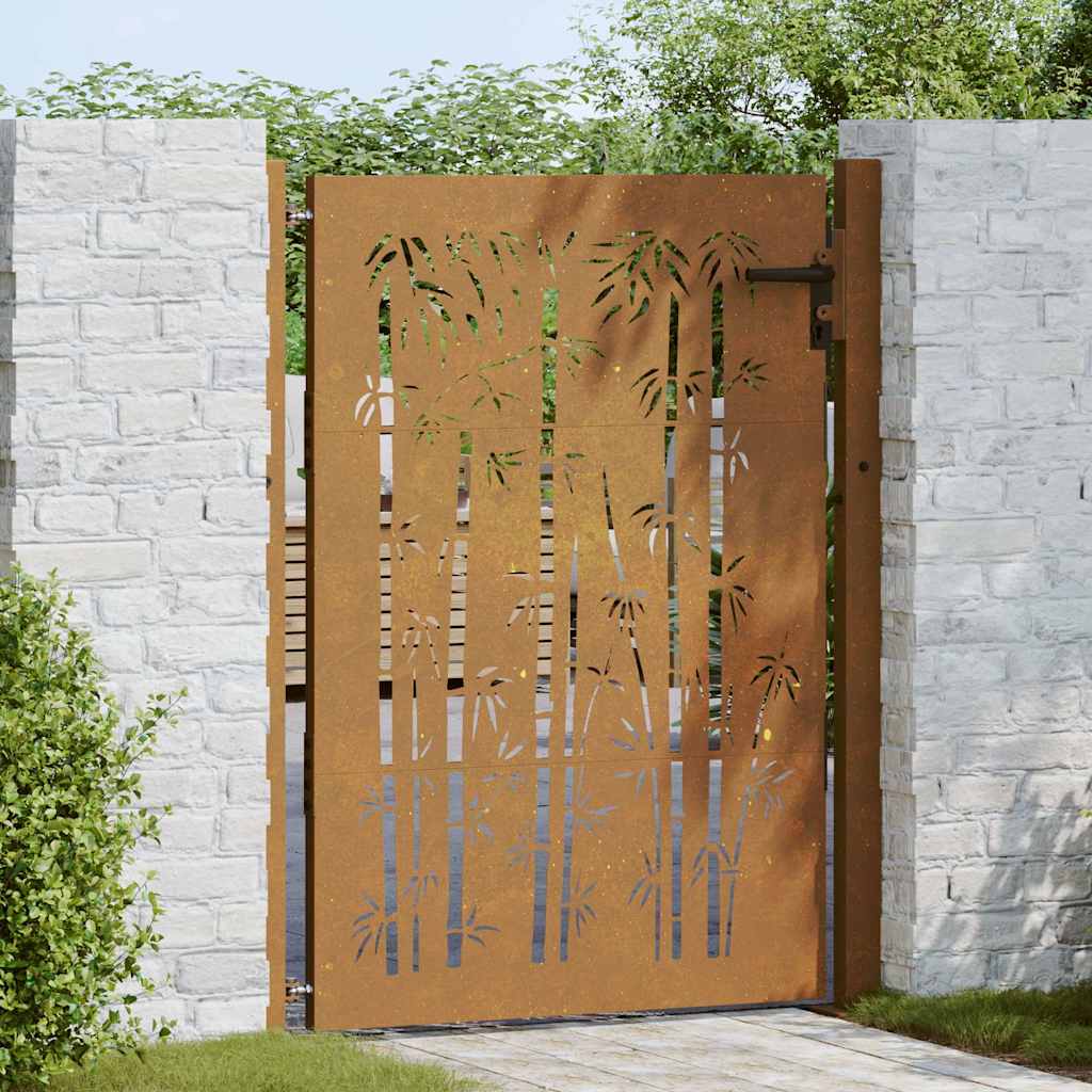 Garden Gate 100x125 cm Corten Steel Bamboo Design