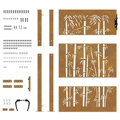 Garden Gate 100x125 cm Corten Steel Bamboo Design