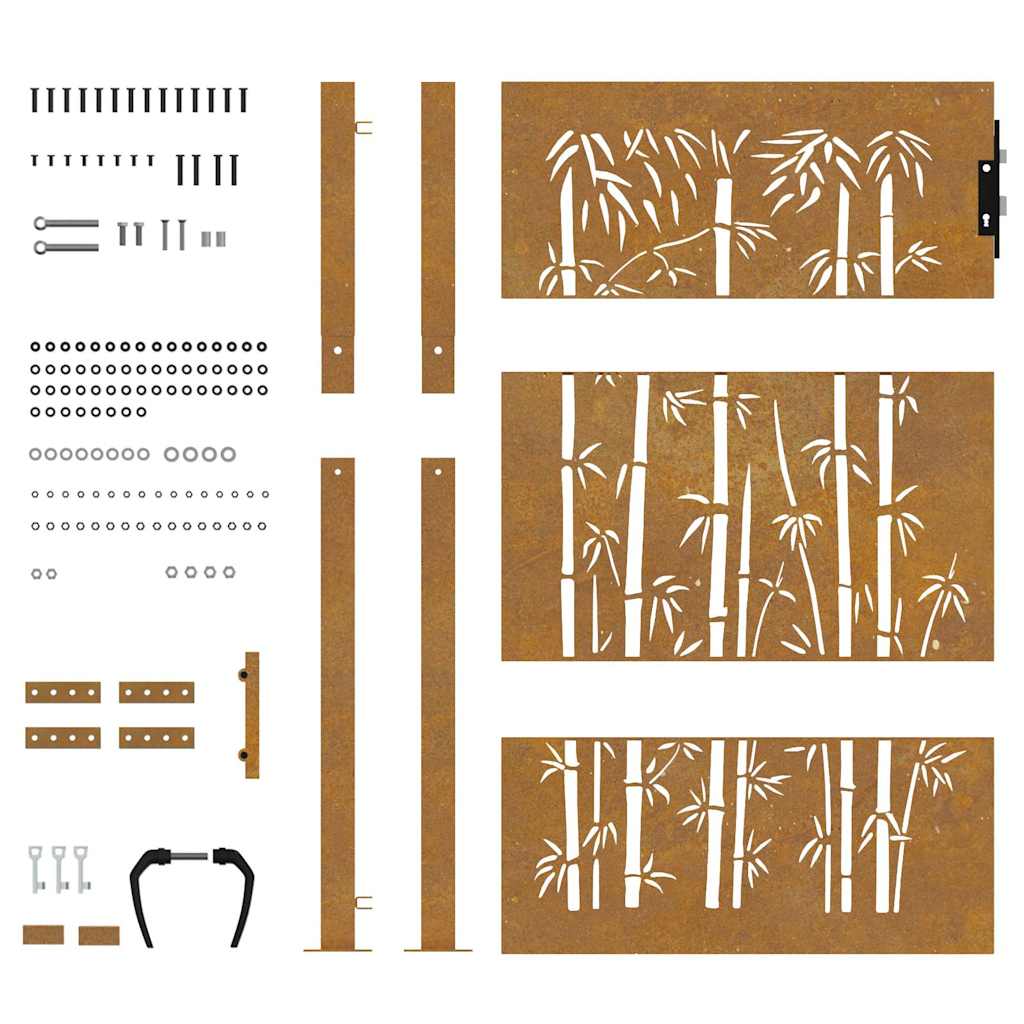Garden Gate 100x150 cm Corten Steel Bamboo Design