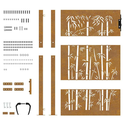 Garden Gate 100x150 cm Corten Steel Bamboo Design
