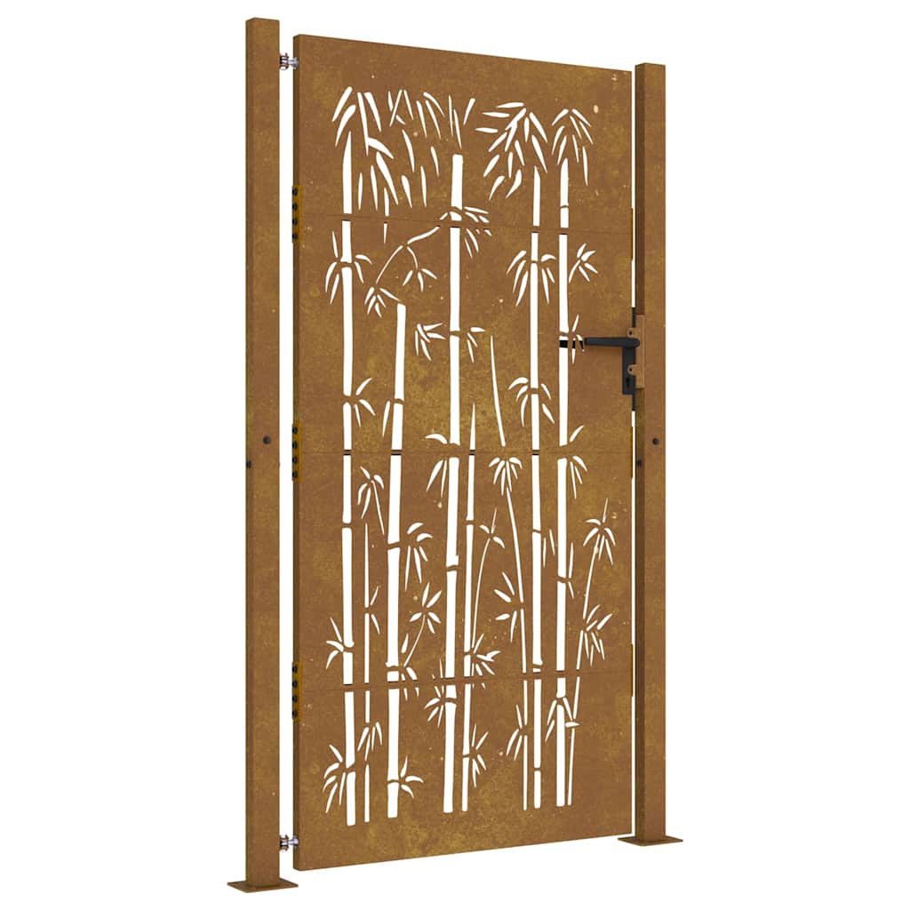 Garden Gate 100x200 cm Corten Steel Bamboo Design