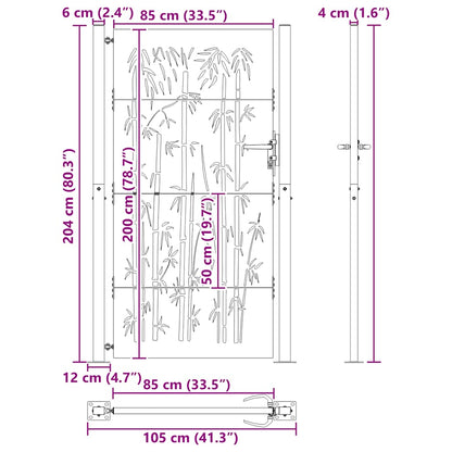 Garden Gate 100x200 cm Corten Steel Bamboo Design