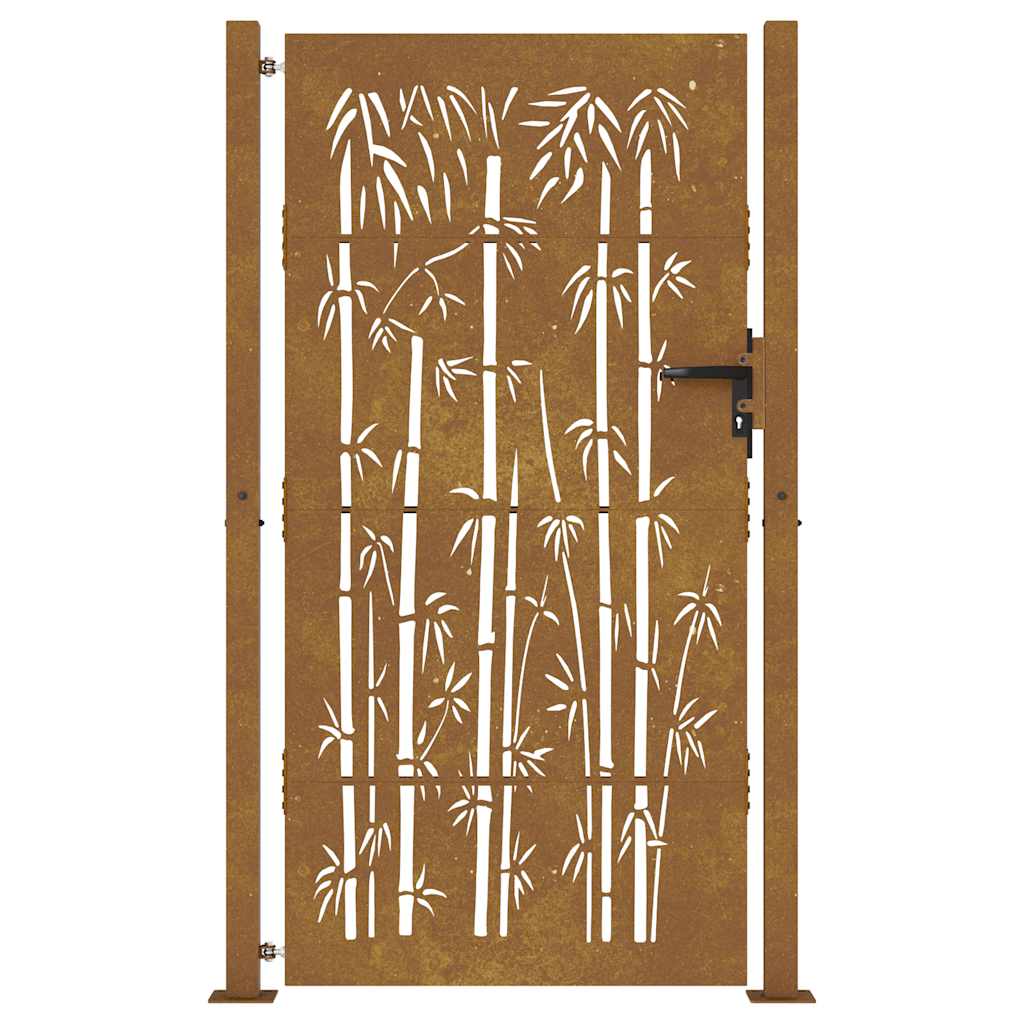 Garden Gate 100x200 cm Corten Steel Bamboo Design
