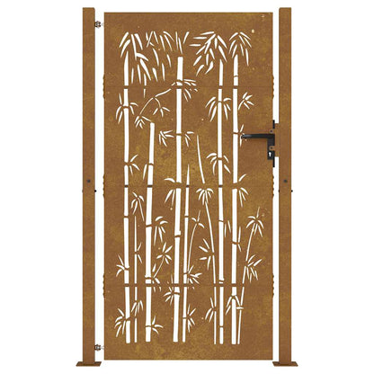 Garden Gate 100x200 cm Corten Steel Bamboo Design