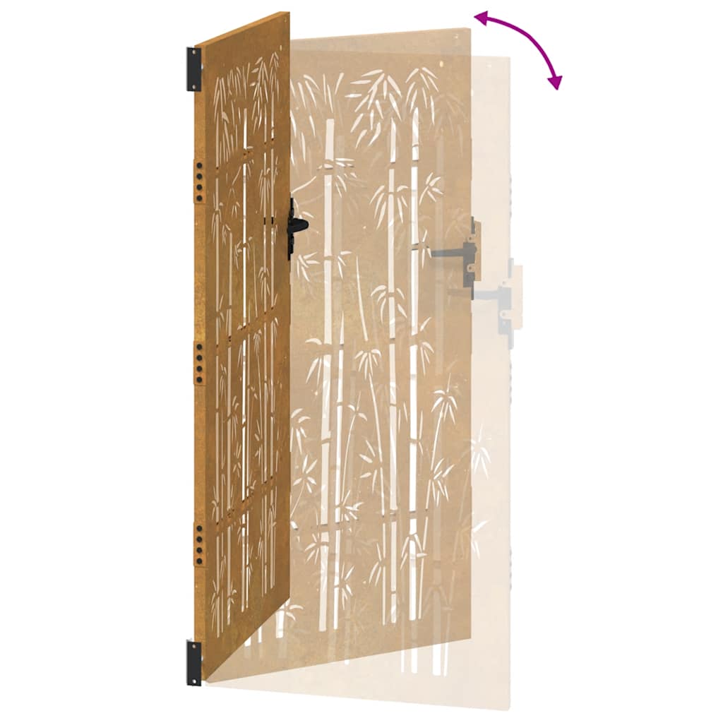 Garden Gate 100x200 cm Corten Steel Bamboo Design