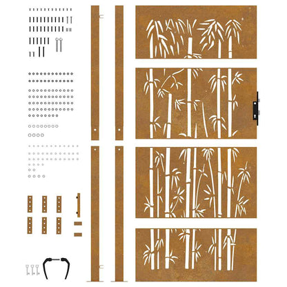 Garden Gate 100x200 cm Corten Steel Bamboo Design