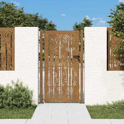 Garden Gate 100x200 cm Corten Steel Bamboo Design