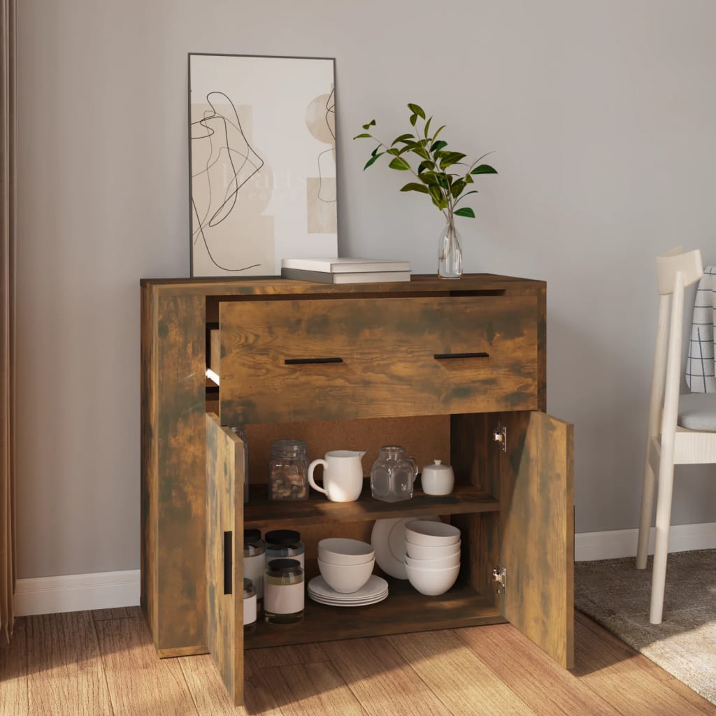 Sideboard Smoked Oak 80x33x70 cm Engineered Wood