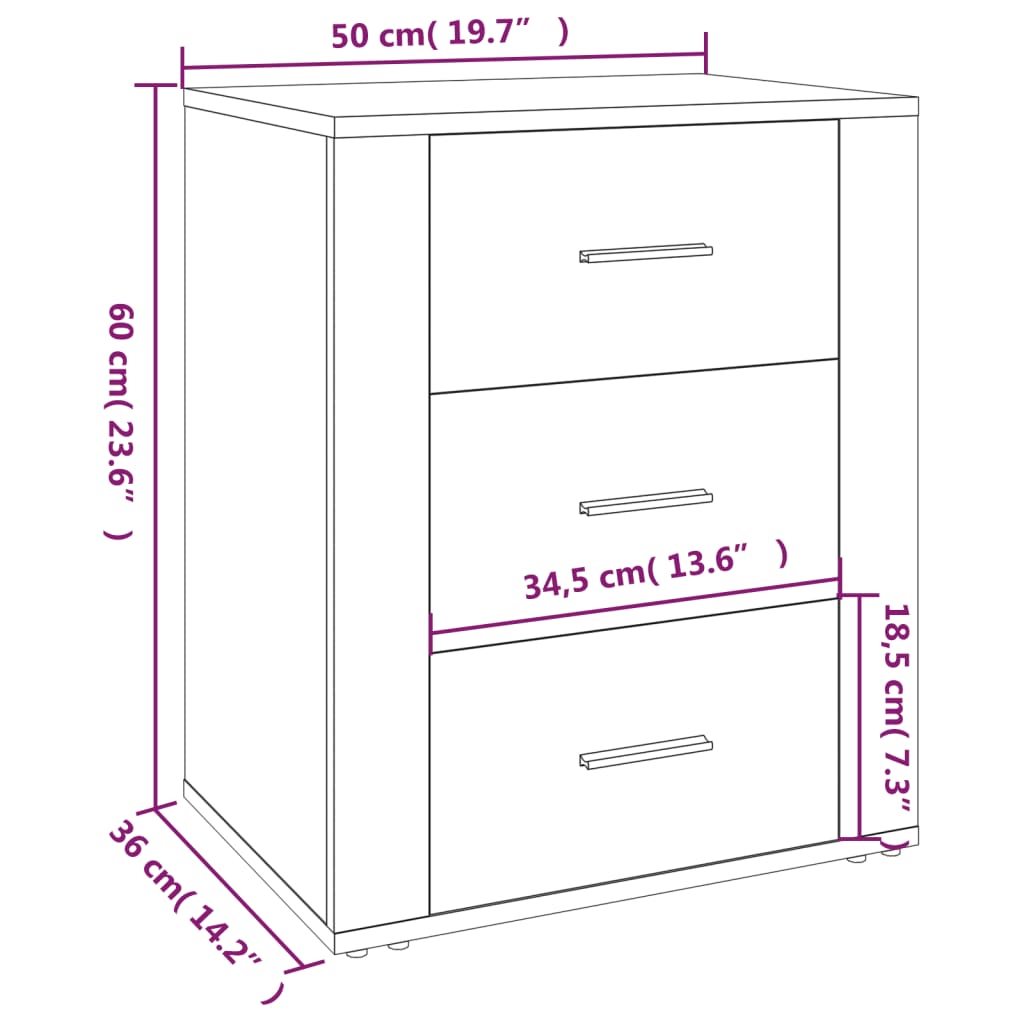 Bedside Cabinet Sonoma Oak 50x36x60 cm Engineered Wood