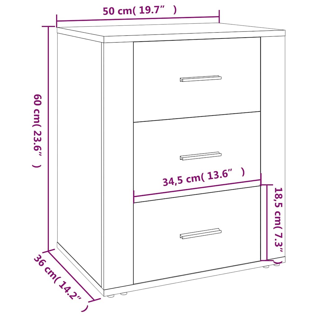 Bedside Cabinet Sonoma Oak 50x36x60 cm Engineered Wood