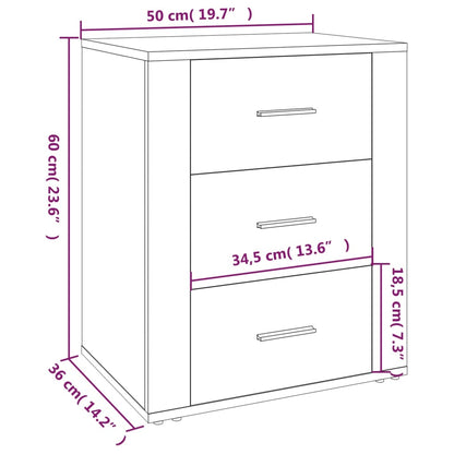 Bedside Cabinet Concrete Grey 50x36x60 cm Engineered Wood