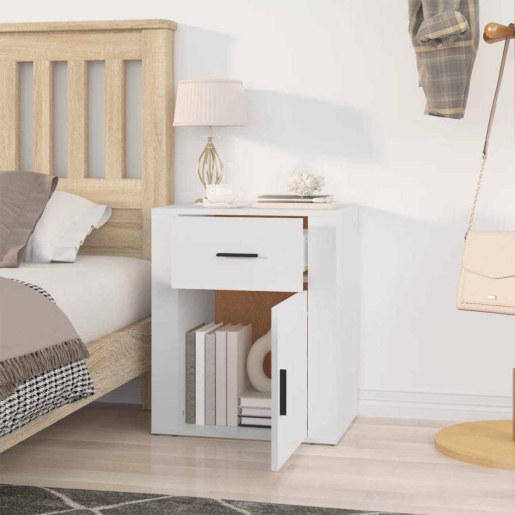 Bedside Cabinet | White | Engineered wood | 50 x 36 x 60 cm