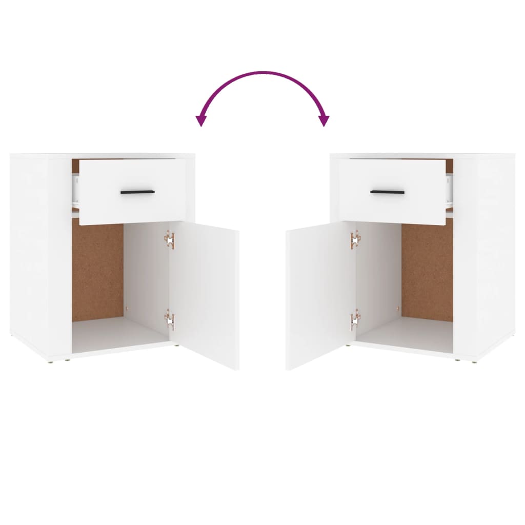 Bedside Cabinet | White | Engineered wood | 50 x 36 x 60 cm