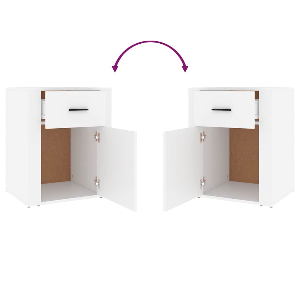 Bedside Cabinet White 50x36x60 cm Engineered Wood