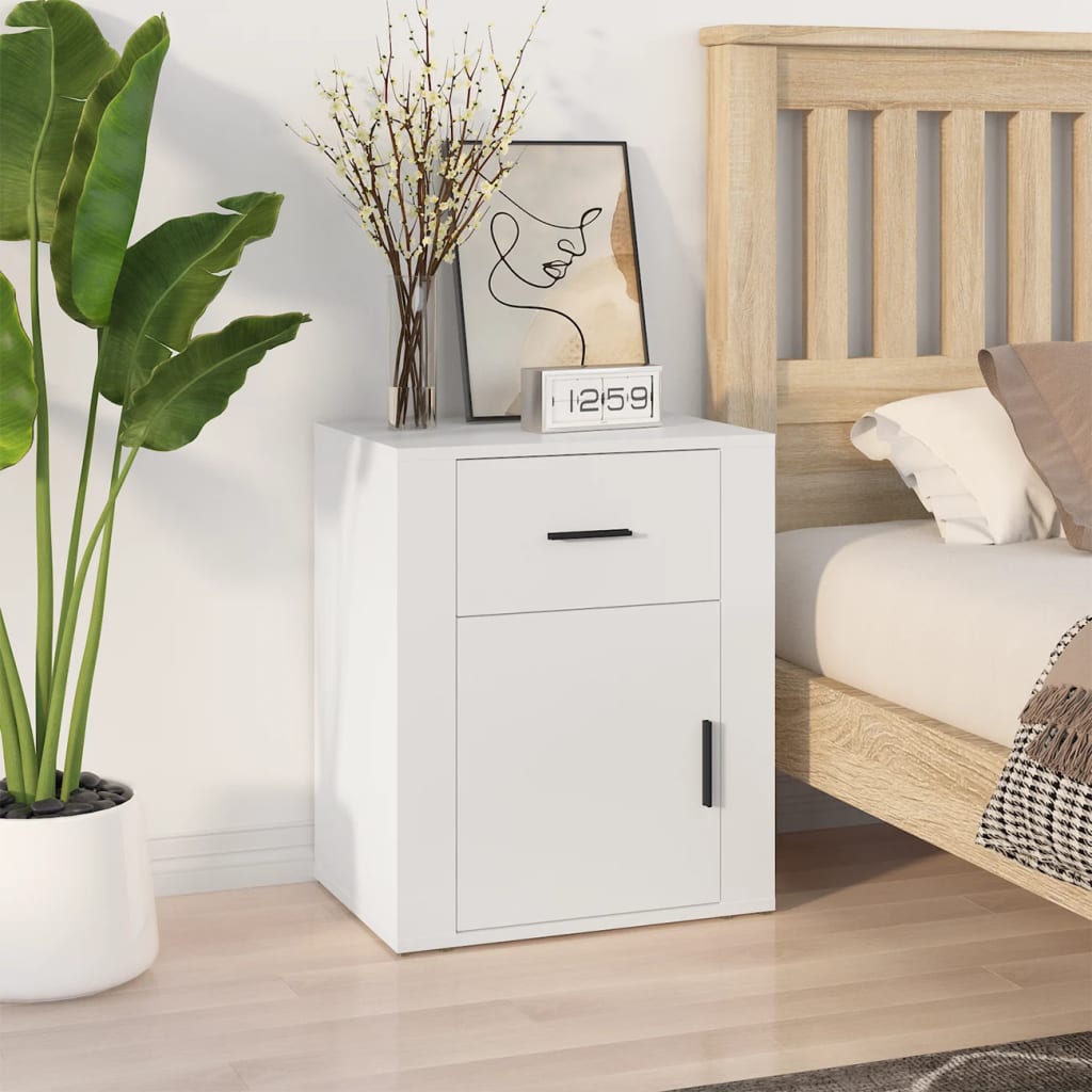 Bedside Cabinet | White | Engineered wood | 50 x 36 x 60 cm
