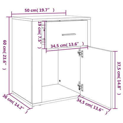 Bedside Cabinet Grey Sonoma 50x36x60 cm Engineered Wood