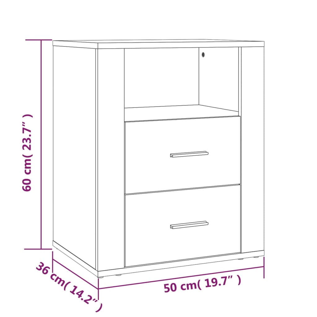Bedside Cabinet Grey Sonoma 50x36x60 cm Engineered Wood