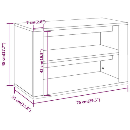 Shoe Rack Smoked Oak 75x35x45 cm Engineered Wood