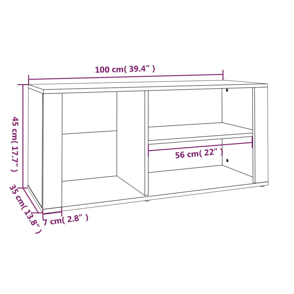 Shoe Cabinet Concrete Grey 100x35x45 cm Engineered Wood