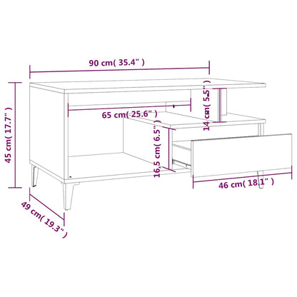 Coffee Table Concrete Grey 90x49x45 cm Engineered Wood