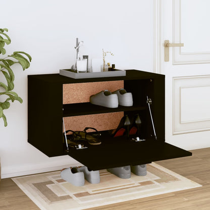 Wall-mounted Shoe Cabinet | Black | Engineered wood | Medium