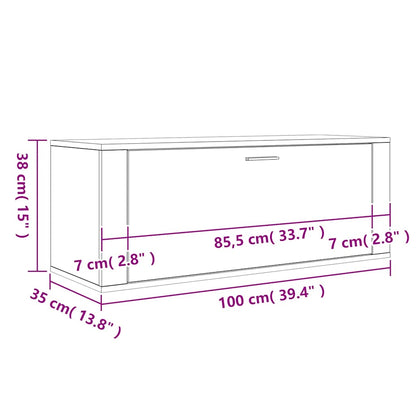 Wall Shoe Cabinet Concrete Grey 100x35x38 cm Engineered Wood