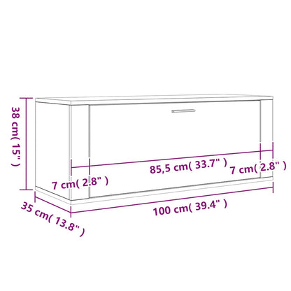 Wall Shoe Cabinet Smoked Oak 100x35x38 cm Engineered Wood