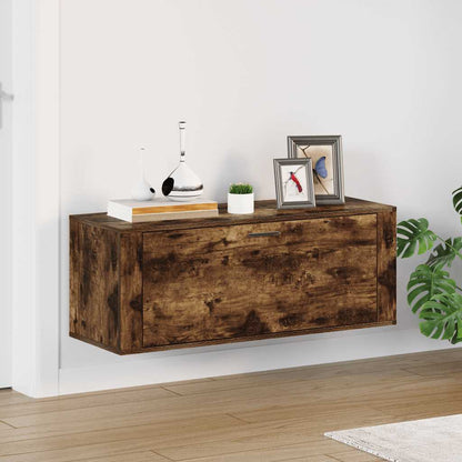 Wall Shoe Cabinet Smoked Oak 100x35x38 cm Engineered Wood